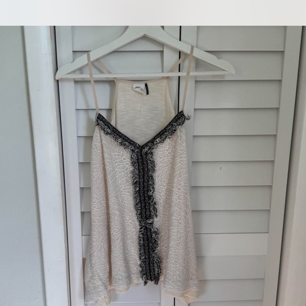 Cream Tan Asymmetrical Ruffled Camisole